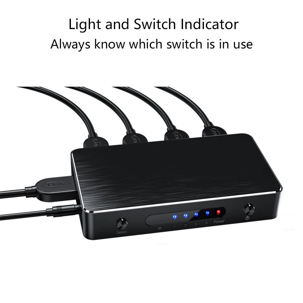 Aikexin HDMI Splitter 4x1 HDMI коммутатора 2,0 коммутатор 4 в 1 выход HDMI 2,0 4 K x 2 K/60 Гц HDCP 2,2 HDR для xbox 360 PS3 PS4 умный HDTV