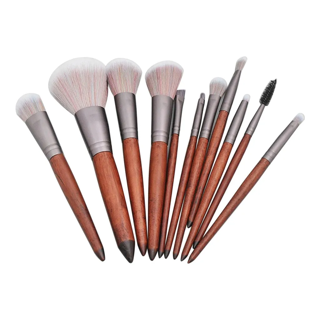 Набор кистей для макияжа из сандалового дерева с деревянной ручкой набор 11 шт. 2019