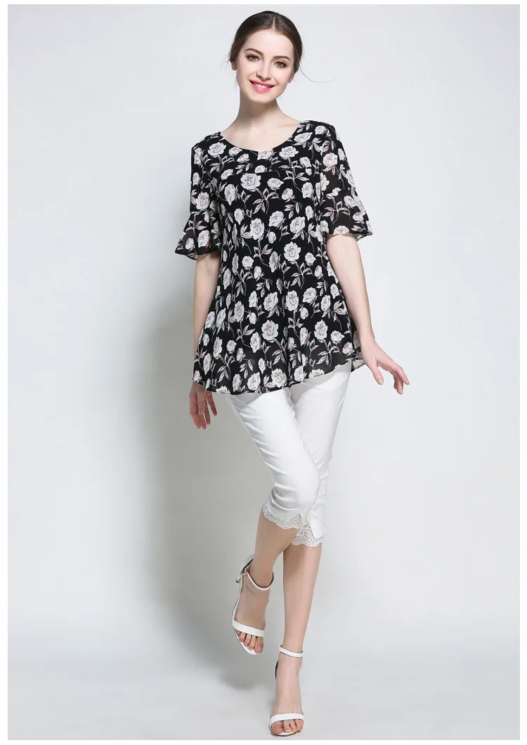 Новая модная женская шифоновая рубашка Kerrilado с круглым вырезом облегающая