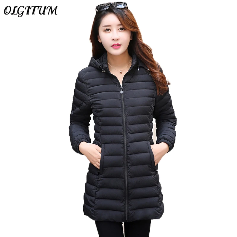Новинка зимнее пальто большого размера из хлопка 2018 Длинная тонкая верхняя