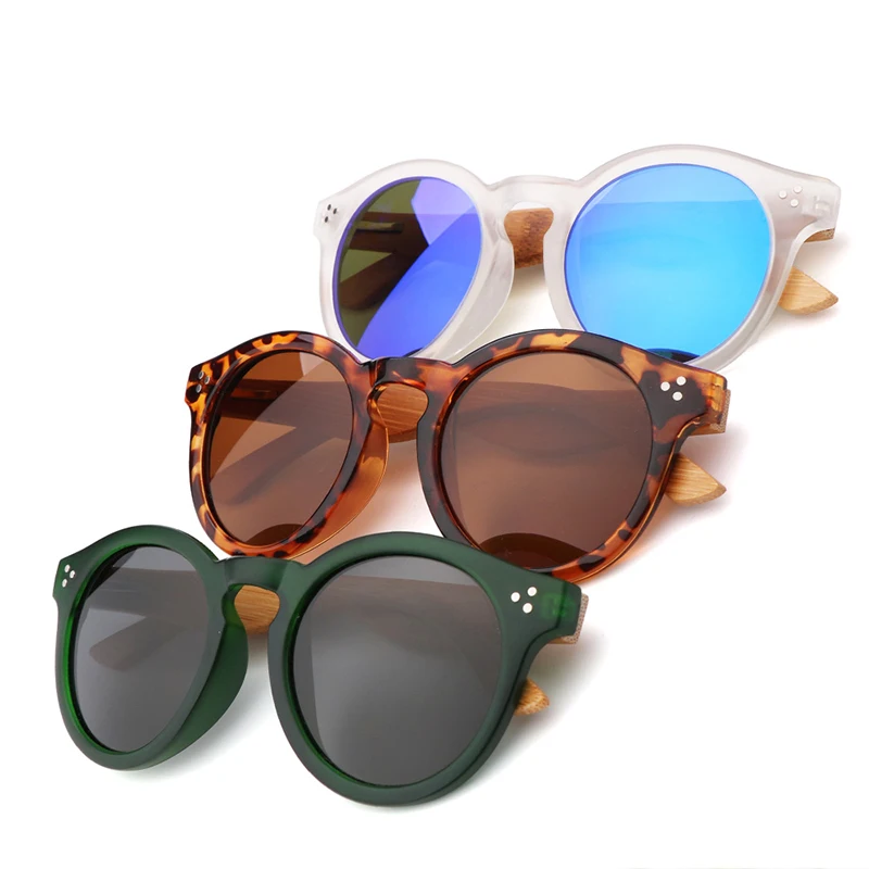 

New high-end bamboo-wooden foot Sunglasses retro round frame women's polarized wooden sunglasses Fashion PC Frame Sunglasses