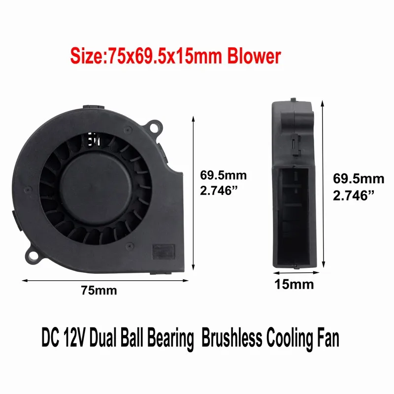 Акция! 1 шт. Gdstime DC 12 В 2Pin двойная шаровая воздуходувка вентилятор 75 мм x 15 0.16A