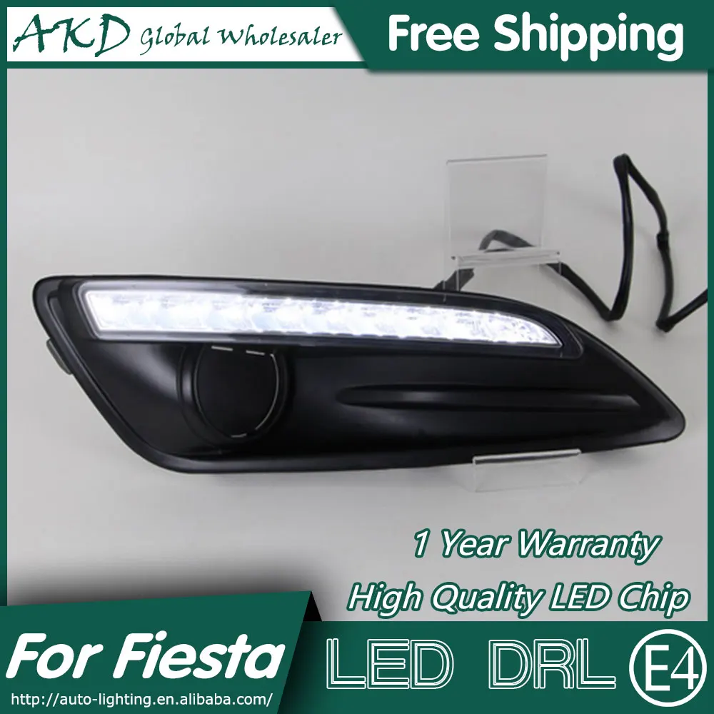 AKD автомобильный Стайлинг для Ford Fiesta DRL 2013- Fiesta светодиодный противотуманный фонарь дневные ходовые светлые Противотуманные фары принадлежности для парковки