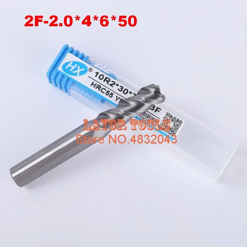 2 флейты 2F-2.0*4*6*50 CNC инструмент вольфрамовый сплав фреза специальный плоский