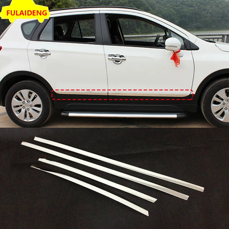 4 шт. для Suzuki S-Cross SX4 кроссовер- нержавеющая сталь Боковая Накладка для двери автомобиля аксессуары для укладки