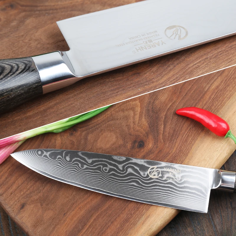 YARENH " дюймов шеф-повар ножи японский Дамасская сталь Santoku кухонные ножи Sharp Кливер ножи для нарезки подарок Ножи