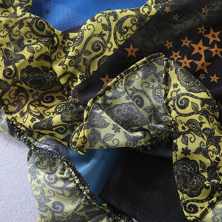 

High quality 2019 new fashion lace collar sleeveless print contrast color Slim letter belt casual temperament women dress