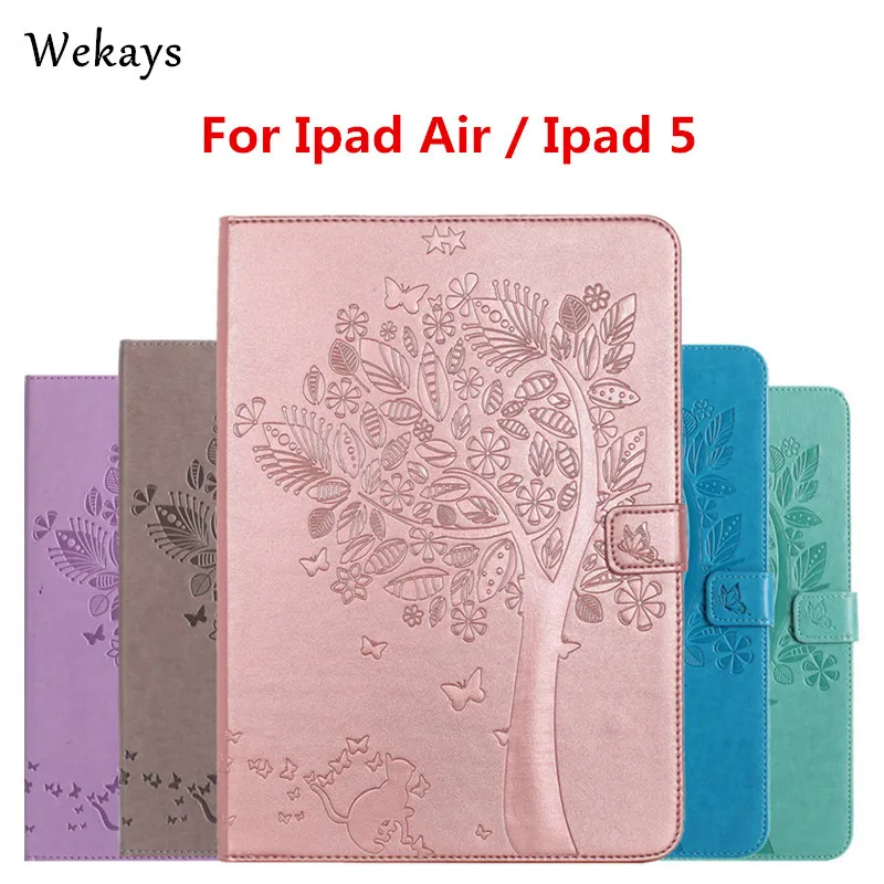 

Wekays For iPad Air Case Luxury Cartoon Cat and Tree Leather Flip Case For Apple iPad Air ipad 5 Stand Full Cover Capa Funda