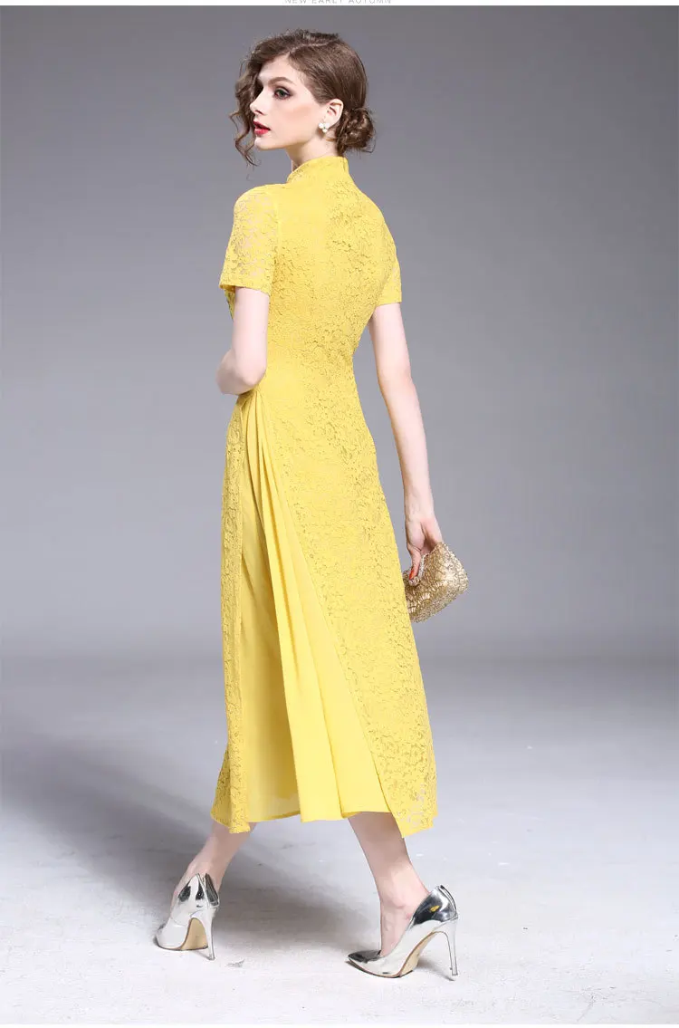 Высокая-конец Floral Summer Женщины Китайский Style Royal вышивка Dress ES элегантный тонкий Lady
