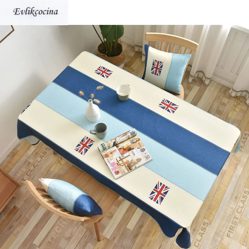 Бесплатная доставка прямоугольники в синюю полоску скатерть крышка Tafel Hoes Nappe