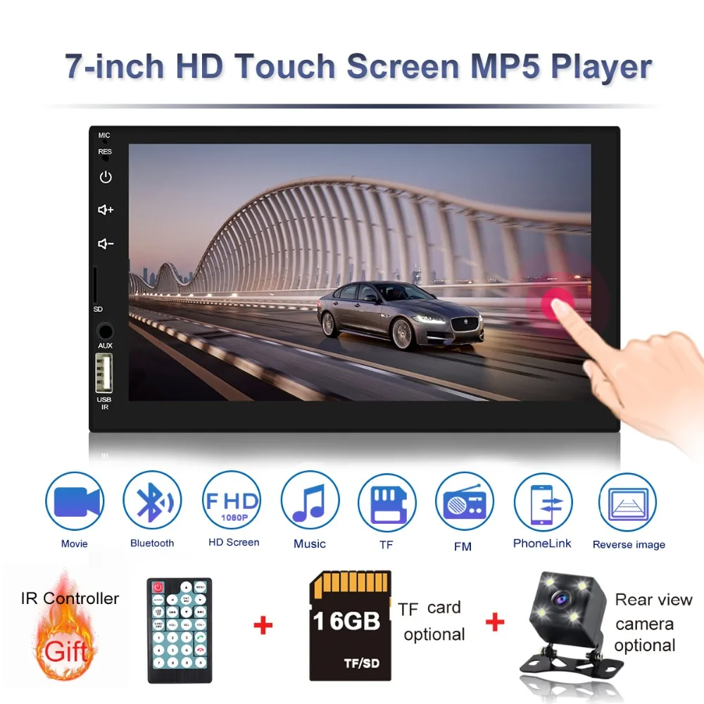 HD " Авторадио 2 din Автомобильная магнитола сенсорный экран Аудио Bluetooth Камера заднего вида MP3 MP5 мультимедийный плеер