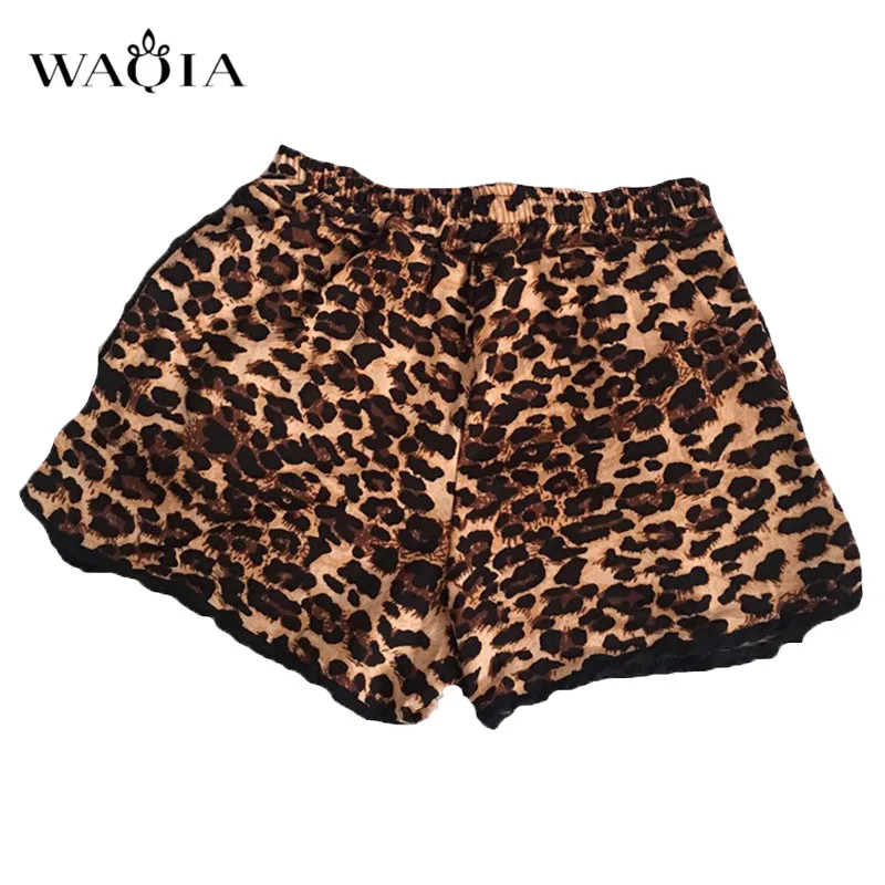 Waqia/летние шорты с леопардовым принтом для девочек большие размеры Широкие