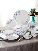 56pieces bone porcelain tableware set tangshan bowl and dish set household korean style cutlery dinner set dinnerware set