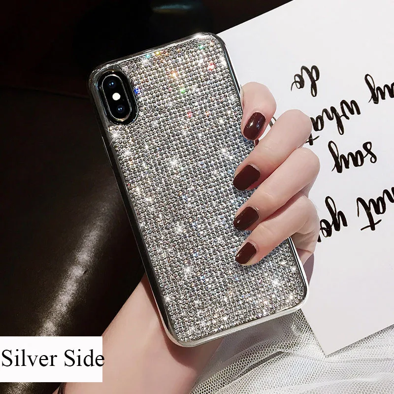 Стразы чехол сверкающий с блестками для samsung S8 S9 Plus S10 Lite S10E Note 8 9 Мягкий Силиконовый ТПУ Алмазный защитный чехол - Цвет: Silver