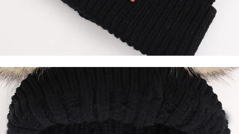 Детская шапка, вязаная Милая шапка для девочек, BoysBig Pom pom Beanie, детские шапки для девочек и мальчиков, теплая вязаная зимняя детская шапка из натурального енота F
