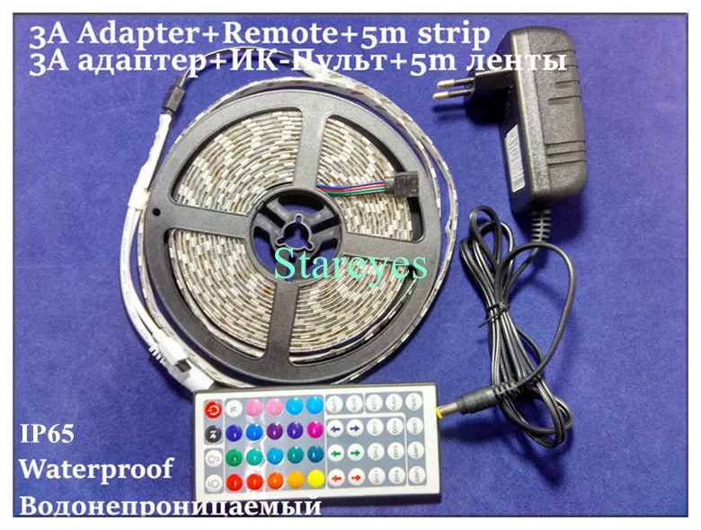 1 комплект SMD 5050 60 светодиодный/м 5 м 10 м RGB Светодиодные ленты Non-Водонепроницаемый лента светильник вспышки светильник полосы+ 44-клавишный пульт+ Мощность адаптер