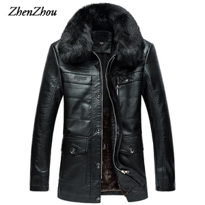 Новинка 2019, Длинная зимняя куртка, Мужская кожаная куртка, меховой воротник, деловые однотонные флисовые мягкие мужские пальто из искусственного меха, женская