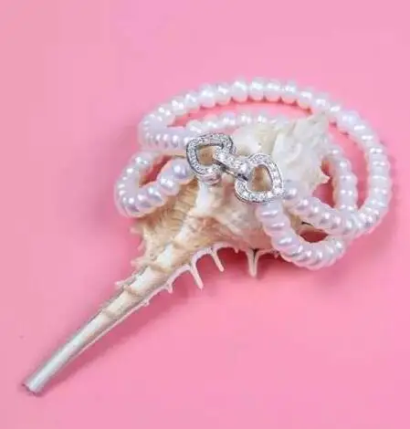 

Natural Red Garnets 3-4 mm Pink Pearl 925 Sterling Silver Bracelet>>> women jewerly Free shipping