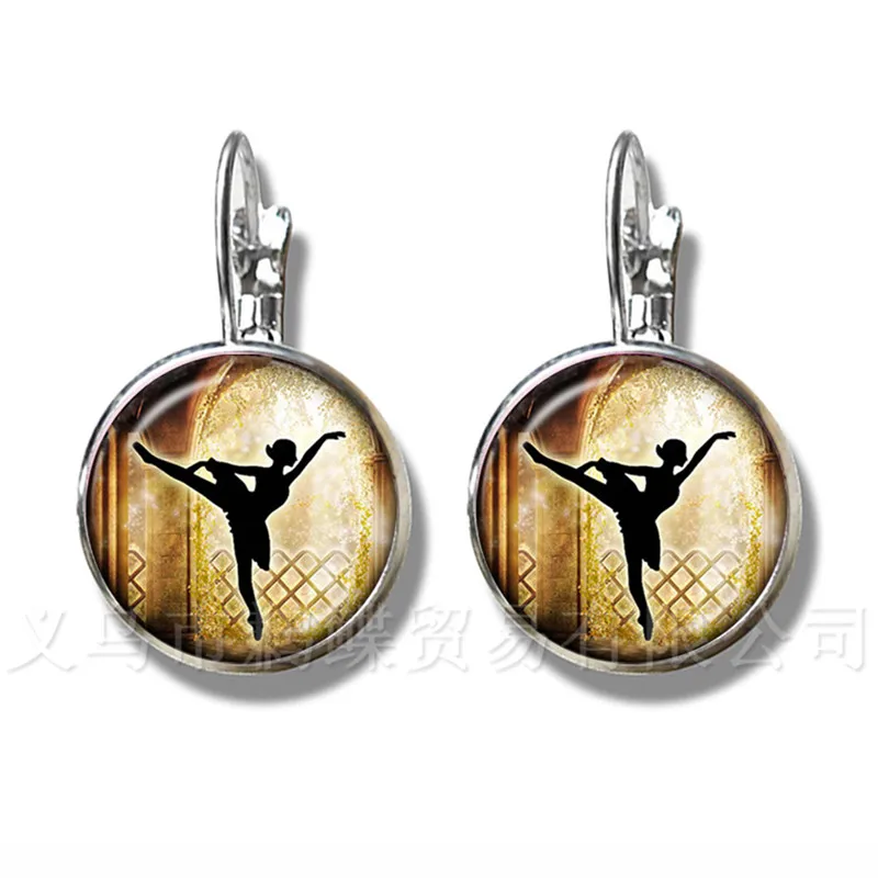 Серьги-гвоздики с посеребренным покрытием 16 мм стеклянный кабошон красивые