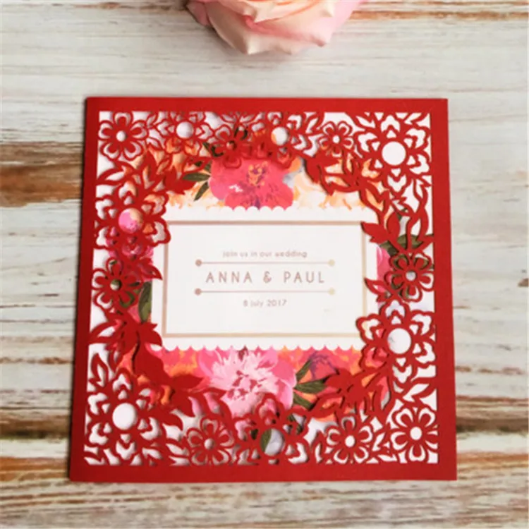 Свадебные открытки с цветами лазерной резки и антикварная имитация стиль Китай