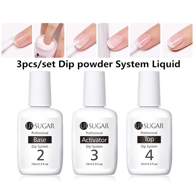 Base Activator Top Ur Sugar 15 мл погружающаяся пудра для ногтей жидкая система без запаха и УФ-лак для ногтей стартовый погружающийся цветной порошок для ногтей набор 5 шт - Цвет: Base Activator Top