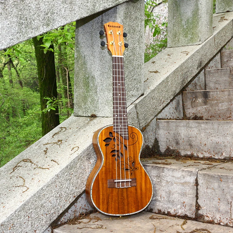 

23" Concert Ukulele Acoustic Guitar Handcraft KOA Hollow Top 4string music instrument Hawaii ukelele mini Guitarra Free Shipping