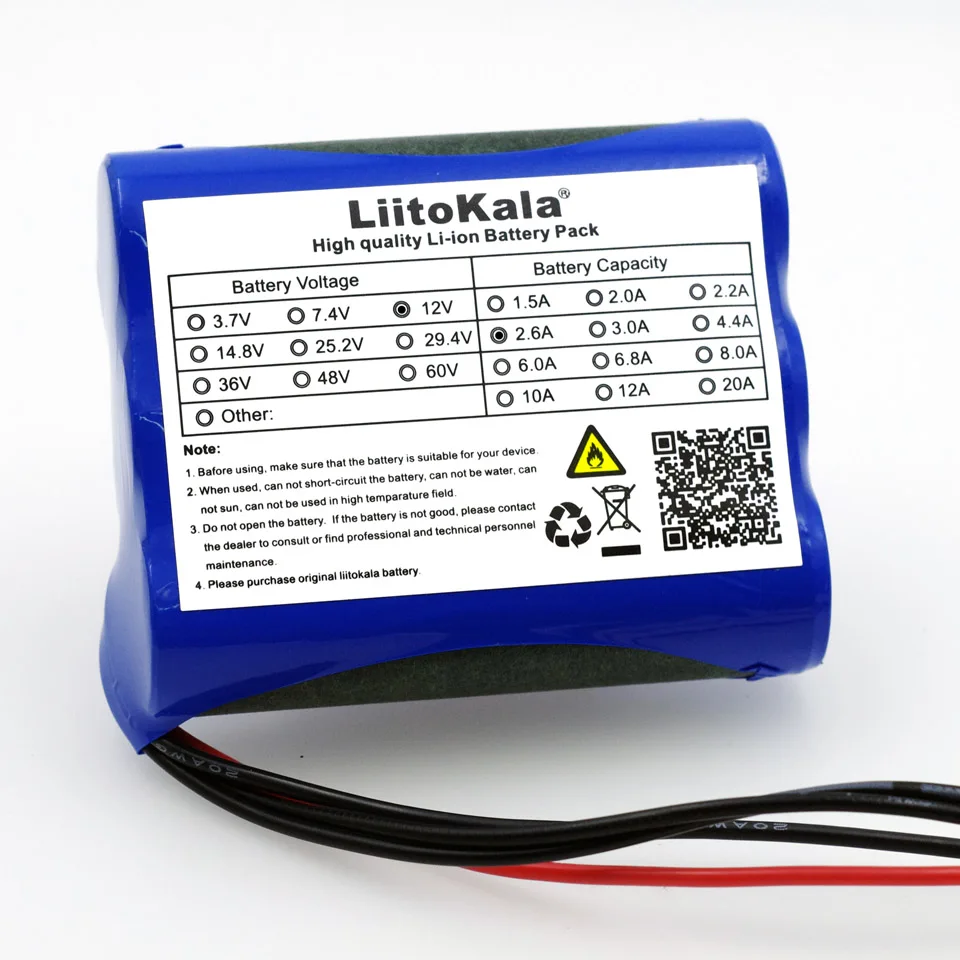 Liitokala Новый 12 В 2600 мАч 18650 литий-ионный аккумулятор монитор камеры