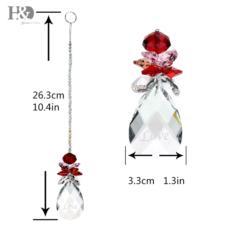 H& D гирлянда чакра Спектры "Вера Надежда Любовь" 3 шт. Кристалл Suncatcher Радуга производитель Ангел призмы Подвески Висячие капли домашний декор