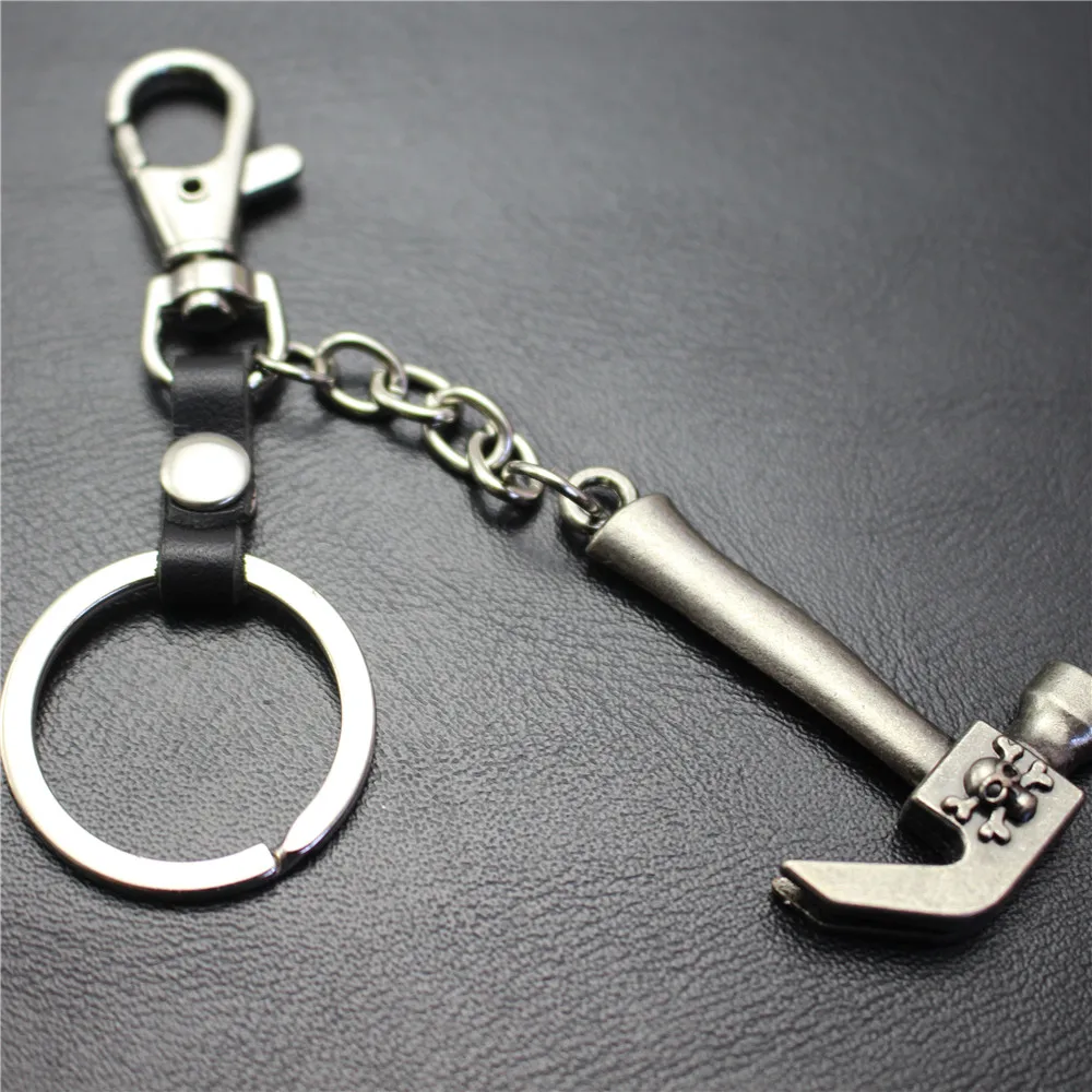 Vintage Ancient Silver Hammer Of The Pirate Symbol Keychain Leather Key Chain Car Holder Keyring Bag Hang Charms Pendant | Украшения и