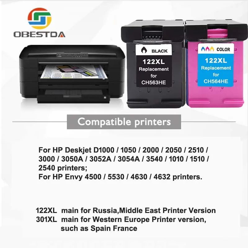 Obestda 122XL Заправляемый картридж Замена для hp 122 с чернилами hp Deskjet 1000 1050 2000 2050s 3000 3050A 3052A 3054 1010 1510 254