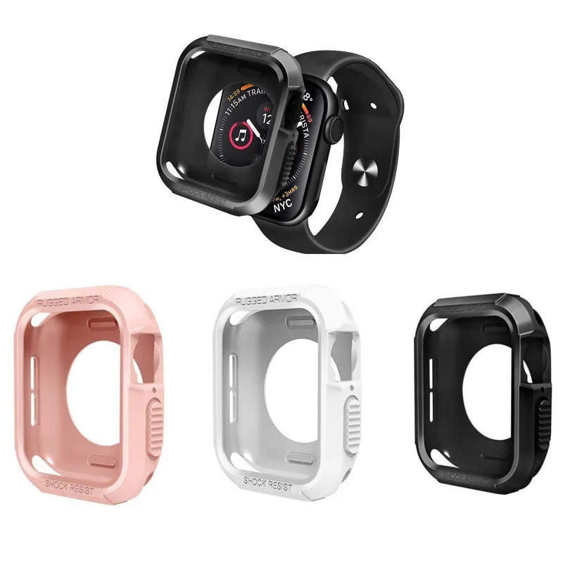 Резиновый чехол из ТПУ для Apple Watch 4, 3, 2, 1, 40 мм, 44 мм, прочный защитный чехол из ТПУ для IWatch