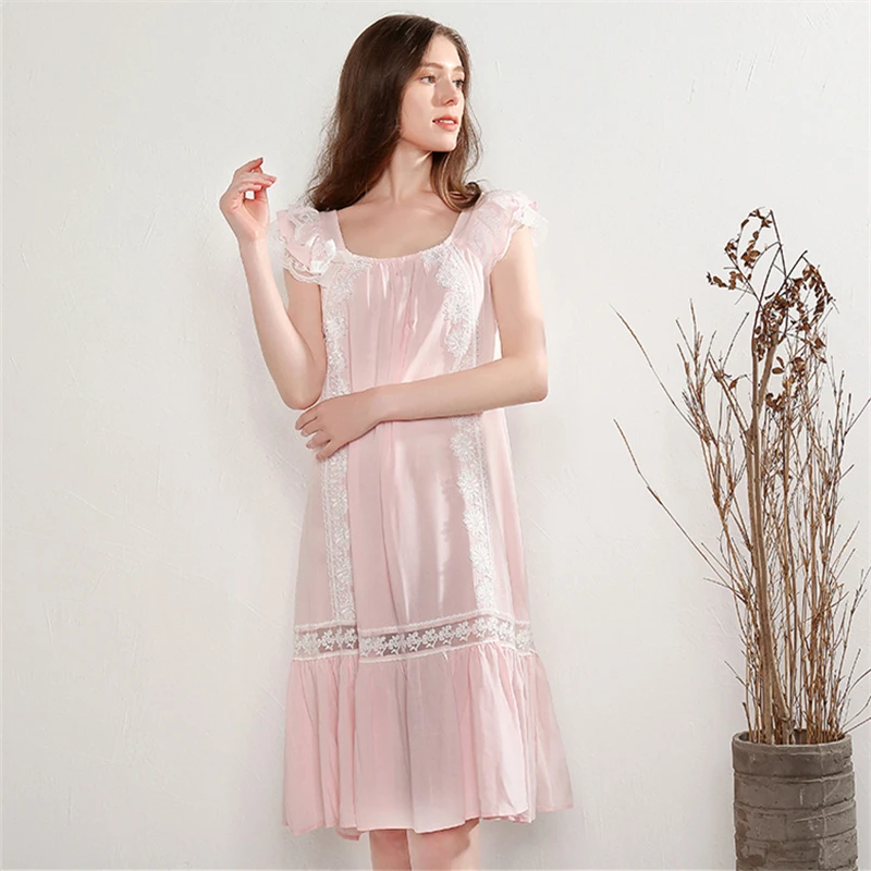 2020 элегантная летняя одежда для сна хлопковые ночные рубашки женщин домашняя