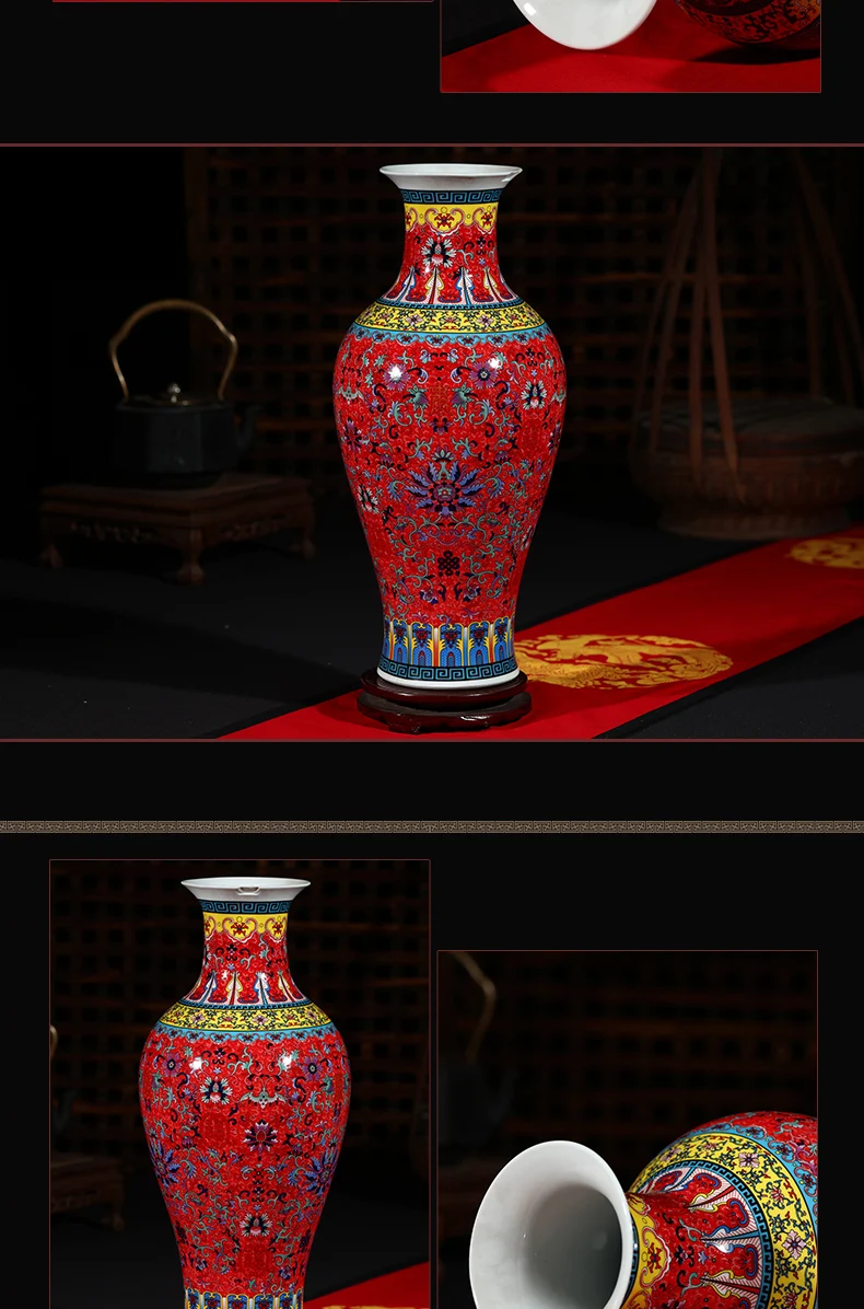 Роскошный античный фарфор Jingdezhen эмалированная Рыба хвост форма ваза классическое украшение большая китайская ваза древние дворцовые вазы