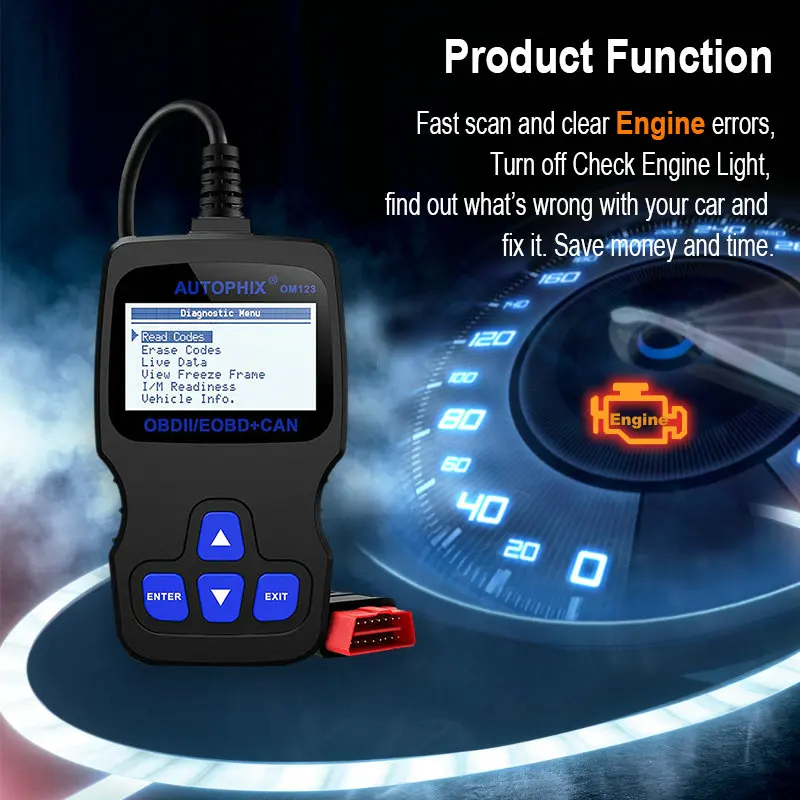 Autophix OM123 OBD 2 Автомобильные сканер автомобиля диагностический инструмент