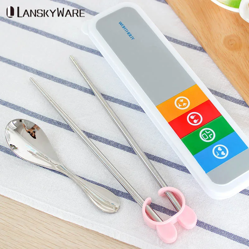 LANSKYWARE креативные 304 из нержавеющей стали учебные палочки для еды Дети обучения