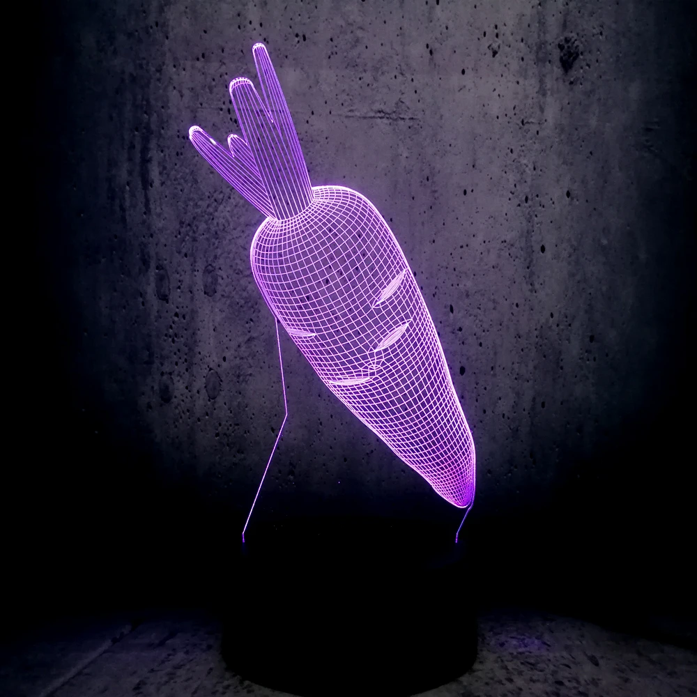 СВЕТОДИОДНЫЙ ночник в виде моркови и кролика 3D фонарик с USB-подсветкой для сна