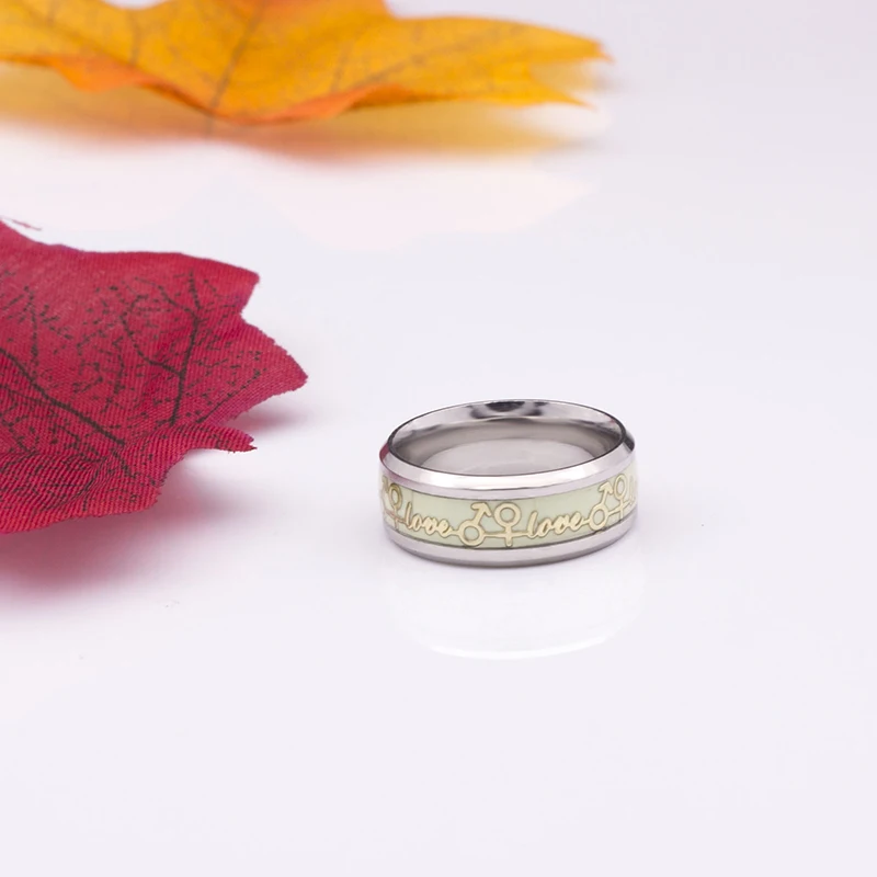Светящиеся Кольца для влюбленных пары ФЛУОРЕСЦЕНТНОЕ кольцо из нержавеющей