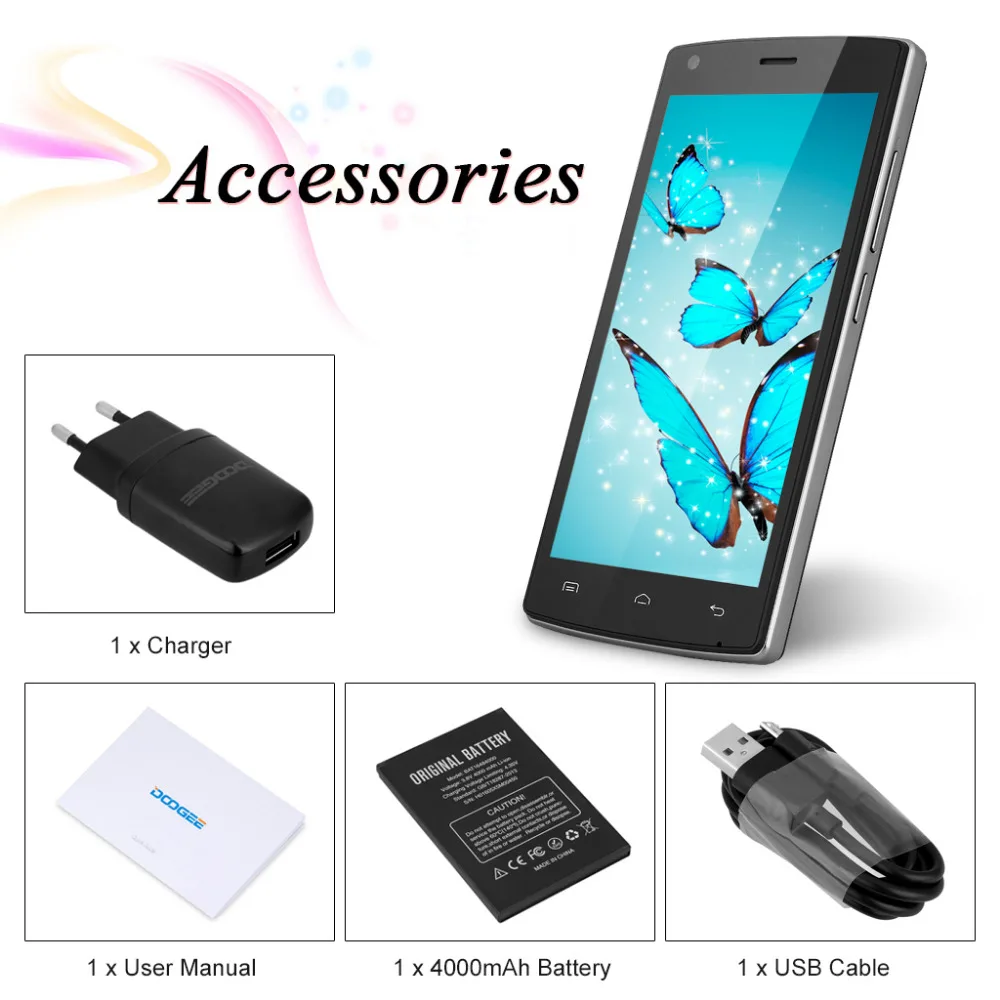 Doogee X5 MAX Pro Смартфон 5.0 Дюймов Android 6.0 MTK6737 Quad ядро Мобильного Телефона 2 ГБ RAM 16 ROM