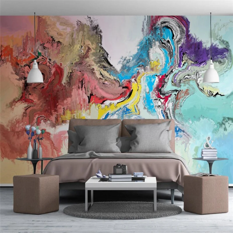 wellyu Nordic minimalist abstract art watercolor landscape painting TV background wall custom large mural wallpaper | Обустройство
