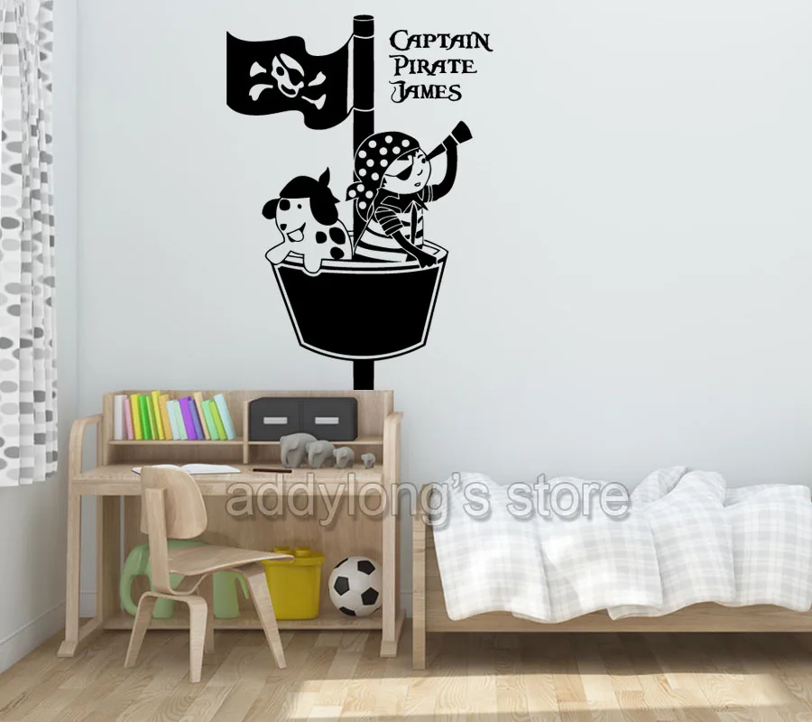 Персонализированная виниловая наклейка на стену с именем пиратов кораблей