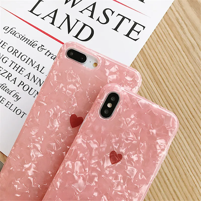 Simple Glitter Love Heart phone case For iphone XS Max X XR for 6 6s 7 8 plus soft tpu back cover |