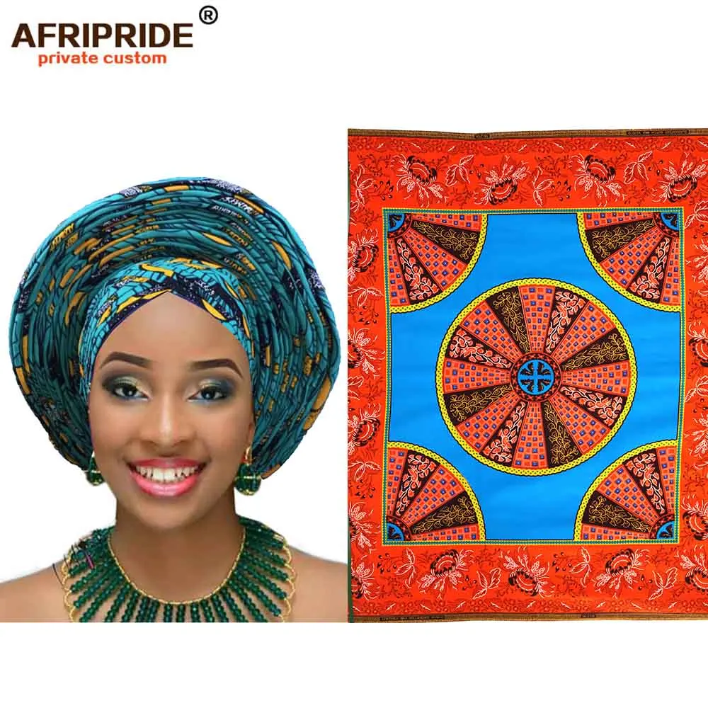 Африканский модный головной убор для женщин AFRIPRIDE bazin richi, ручная работа, хлопок, воск, принт, женский головной убор A19H001 - Цвет: 308AJ