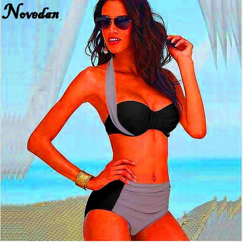 2017 Новый сексуальный супер пуш-ап Холтер с высокой талией бикини размера плюс