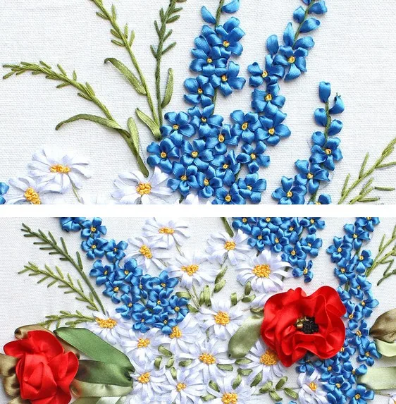 Цветочная ваза шелковая искусственная птица ручная работа вышивка крестиком