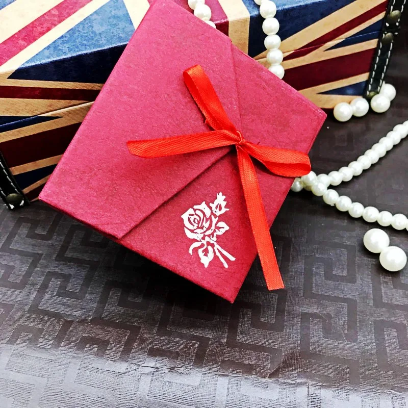 Jewelry packaging gift box2pcs9*9*3cm cute red powder purple-blue earring box wholesale bracelet ring zhiku | Украшения и
