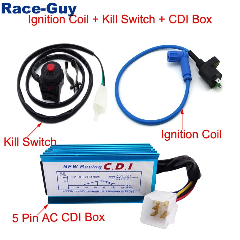 Синяя гоночная катушка зажигания + алюминиевый 5-контактный блок переменного