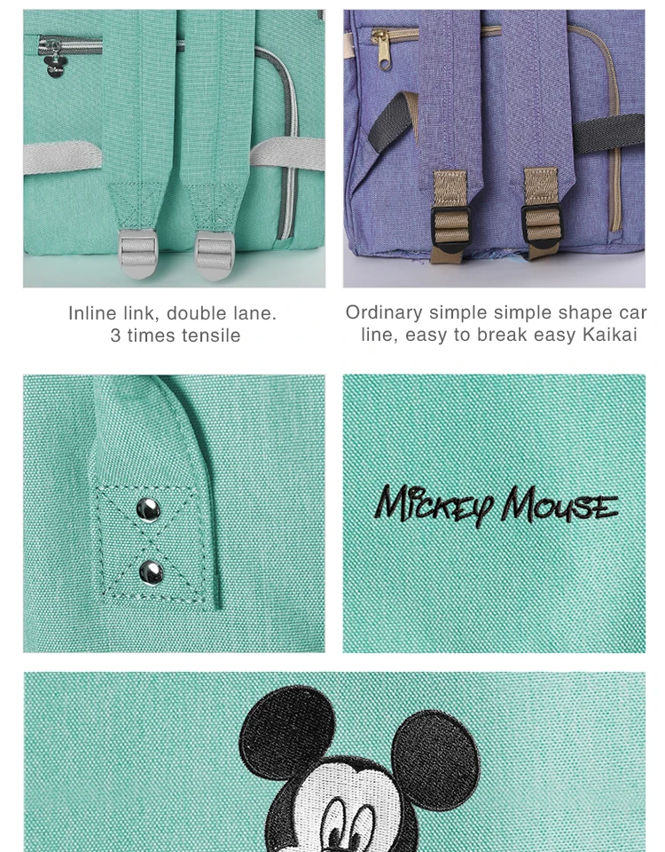 Сумка для подгузников disney, Usb, большая емкость, для мам, для мам, рюкзак для подгузников, органайзер для подгузников, для девочек, для мам, Влажные Сумки, прогулочная коляска
