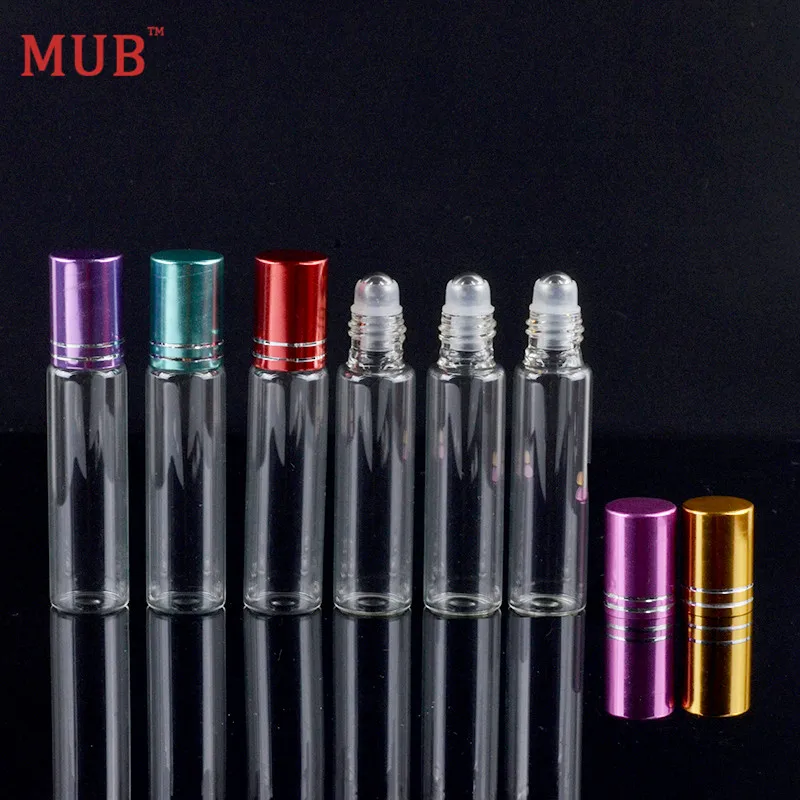 MUB 10 мл 100 шт./лот прозрачная стеклянная бутылка для эфирных масел стальные