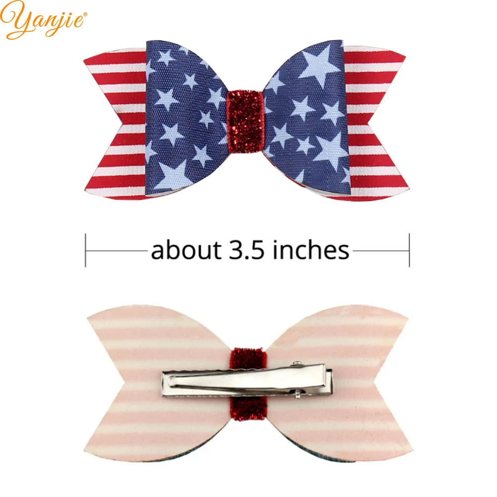 Заколка для волос с бантом и американским флагом девочек 3 5 дюйма нейлоновая