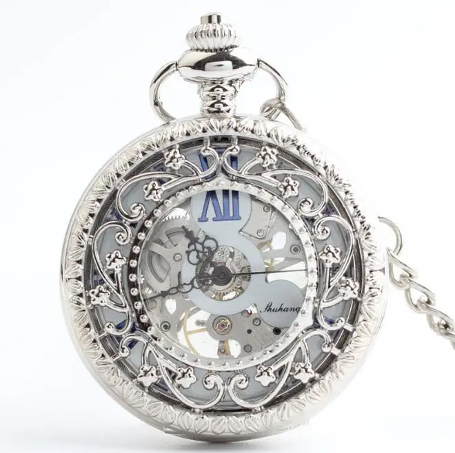 Vintage Steampunk Hollowed Secret Garden Mechanical Pocket Watch Hand Wind Skeleton Roman Dial Men Watches for Christmas | Наручные часы